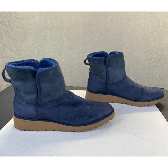 UGG Women's Kristin Sheepskin Wedge Slip-on Bootie Blue Size 12 -1012497 - Picture 1 of 12